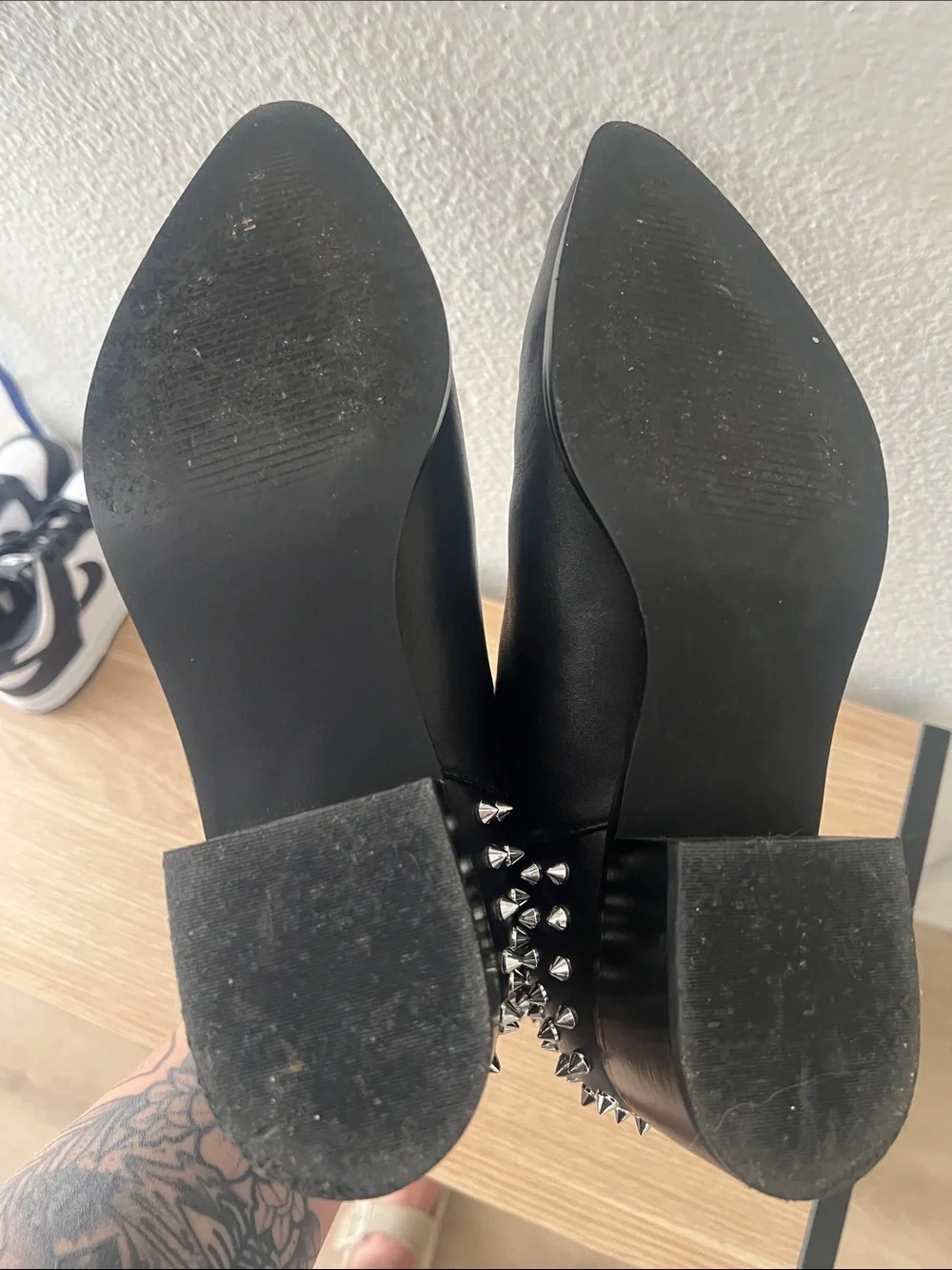 Steve Madden Black Studded Chelsea Booties - Women's Fashion Ankle Boots - Picture 4 of 5